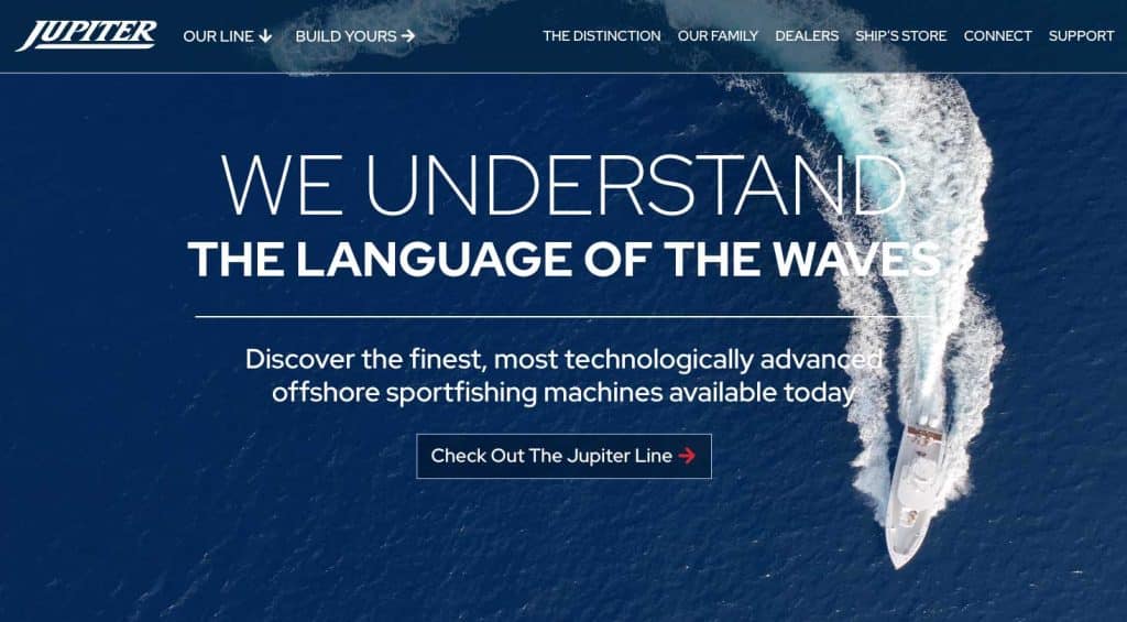 Marketing and website design for Jupiter Marine by Sea It and boat visualization company